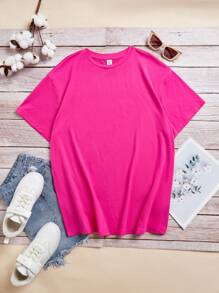 Teen Girl Floral & Slogan Graphic Tee - Hot Pink - View 2