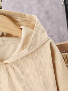 Tween Boy Letter Patched Kangaroo Pocket Hoodie & Sweatpants