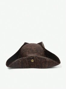 SHEIN VCAY 女士复古隐形纽扣帽，适合派对，波西米亚风牛仔女牛仔女士服装海盗服装 - 棕色 - 查看 2