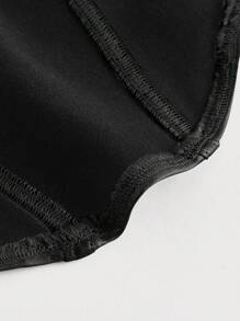 SHEIN ICON Solid PU Leather Wide Strap Black Top - Black - View 4