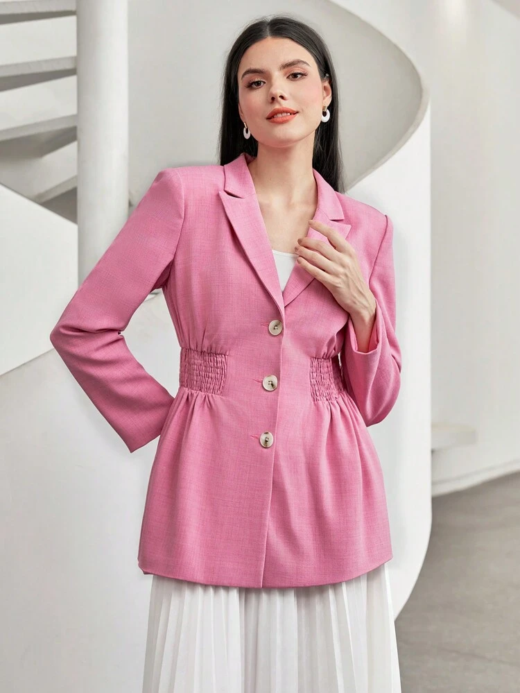 Lapel Neck Button Front Blazer In Fall/Winter