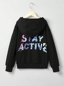 Tween Boy Slogan Graphic Drop Shoulder Hoodie - Black - View 1