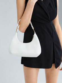 SHEIN X Galloways Túi đeo vai trung bình Màu trơn Phong cách tối giản - trắng - Xem 8