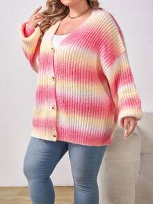 SHEIN CURVE+ Hơn Bóng Thả vai Áo len Mở - Nhiều màu - Xem 3