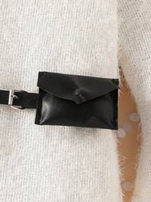 SHEIN 年輕女孩喇叭袖合身洋裝，帶腰包 - 白色 - 查看 4