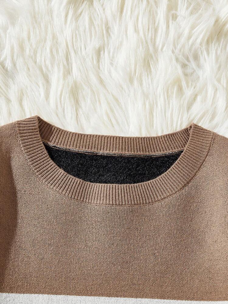 Men Striped Pattern Colorblock Sweater