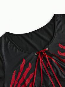 Calvaya Talla grande Vestido de color combinado con cordón delantero