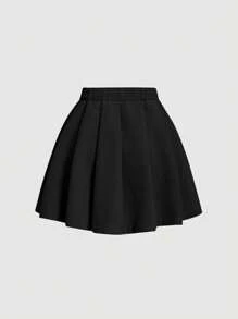 SHEIN MOD Falda plisada sólida - Negro - Ver 2