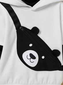 SHEIN Kleiner Junge Hoodie mit Bär Muster, 3D Ohr Design,