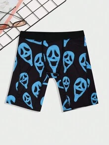 Quần lót boxer thun co giãn in ma cho nam - Màu xanh nhạt - Xem 3