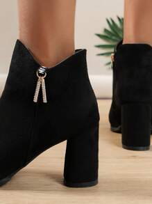 Fall/Winter 2025 Women's Chunky Heel Round Toe Fashion Boots - Black - View 7