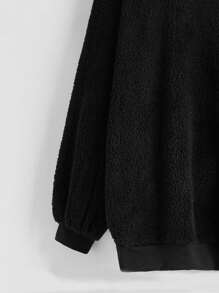 Calvaya Sudadera tipo teddy con diseño de oreja 3D en talla grande - Negro - Ver 3