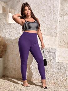 SHEIN Essnce Plus Solid High Waist Leggings
