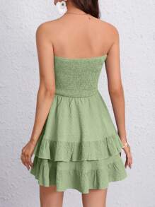 Soleia Vestido tubo bajo con fruncido - Verde - Ver 2