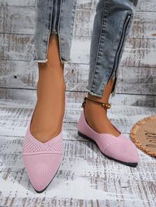 Ladies' Breathable Light Pink Flat Shoes - Pink - View 7