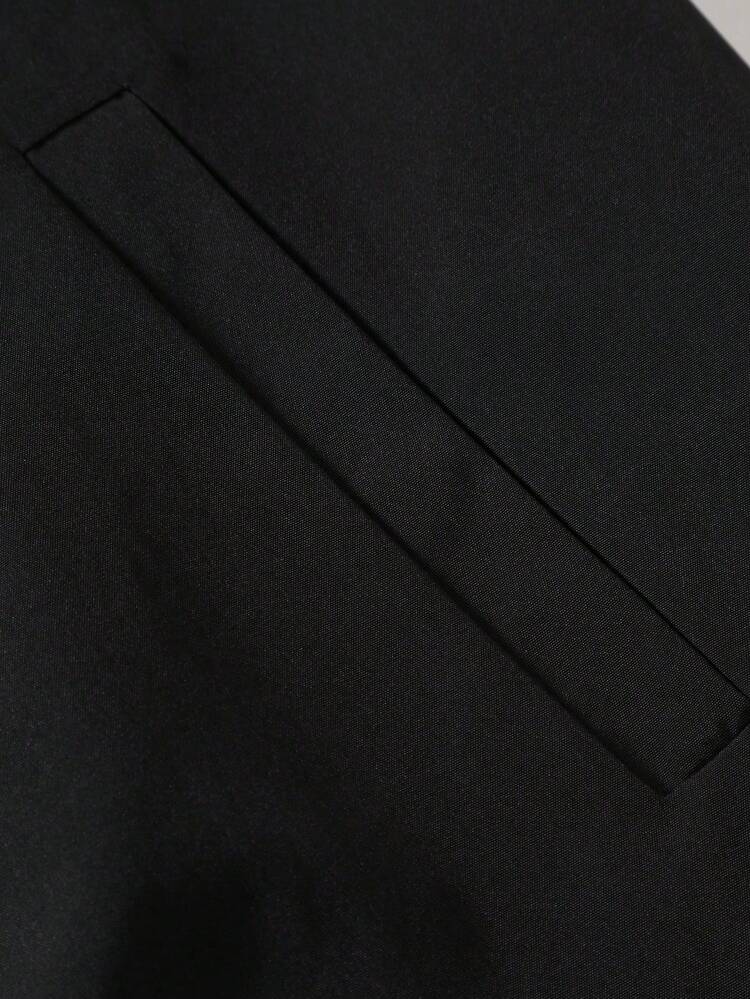 Loose Fit Men's Slogan Graphic Striped Trim Varsity Jacket Without Hoodie