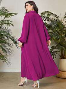 Mulvari Plus Solid Lantern Sleeve Dress Maxi Women Outfit Fall Cloth For Women