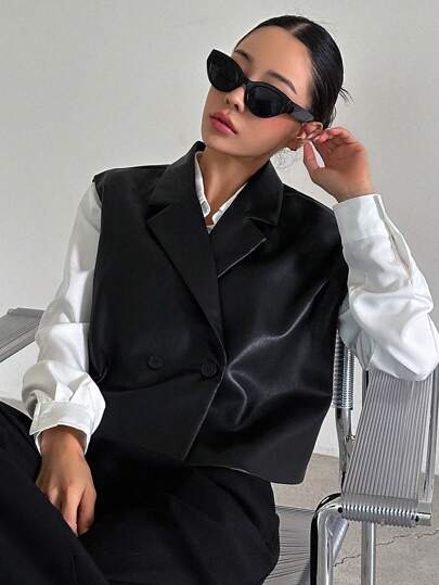 DAZY 女士黑色商务休闲背心