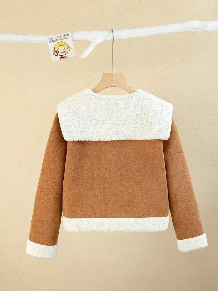 Tween Girl Teddy Lined Sailor Collar Duffle Coat