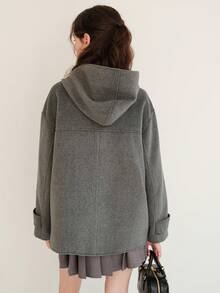 Drop Shoulder Pocket Patched Overcoat - Grey - View 2