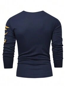 Manfinity Nam Đồ họa sư tử in hoa Áo thun - Màu xanh hải quân - Xem 2