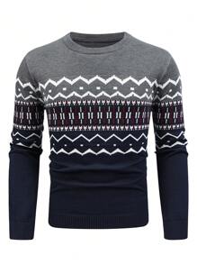 Manfinity Homme Nam Mô hình Chevron Áo len - Nhiều màu - Xem 1