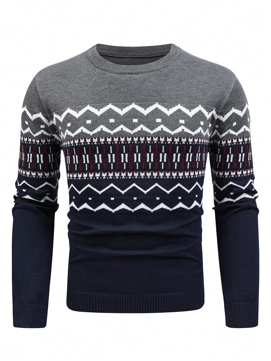 Manfinity Homme Nam Mô hình Chevron Áo len - Nhiều màu - Xem 1