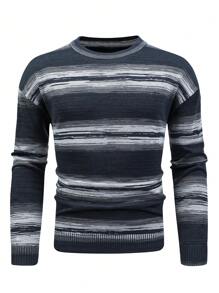 Manfinity Homme Nam Mẫu sọc Thả vai Áo len - Nhiều màu - Xem 3