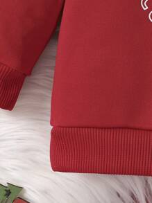 Baby Girl Letter Graphic Sweatshirt - Red - View 6