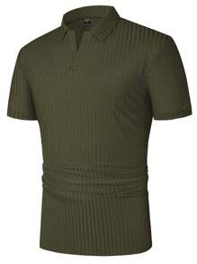 Manfinity Homme Men Solid Polo Shirt - Army Green - View 3