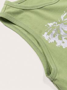 SHEIN EZwear Halloween In Bộ xương Crop Tank Top - Màu xanh Bạc hà - Xem 5