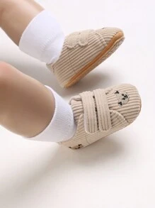 1pair Soft Bottom Cartoon Comfortable Step Shoes For Newborn Infant, Unisex - Apricot - View 5