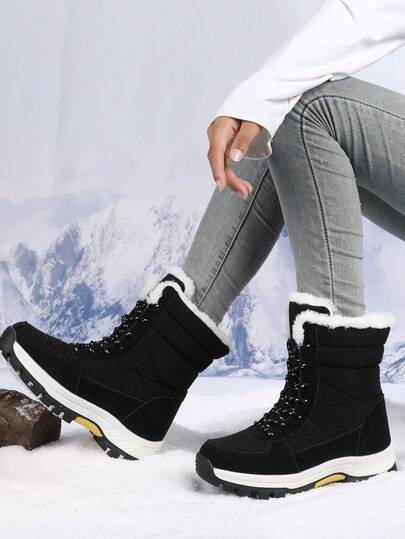 女士冬季高帮多功能保暖加厚雪地靴，女士户外防滑徒步靴，女士新款冬季加大码高帮防滑长筒靴，保暖加厚女靴，女士长筒靴，女士时尚保暖雪地靴，女士户外冬季徒步靴，女士黑色靴子，女士系带中筒靴，毛绒靴