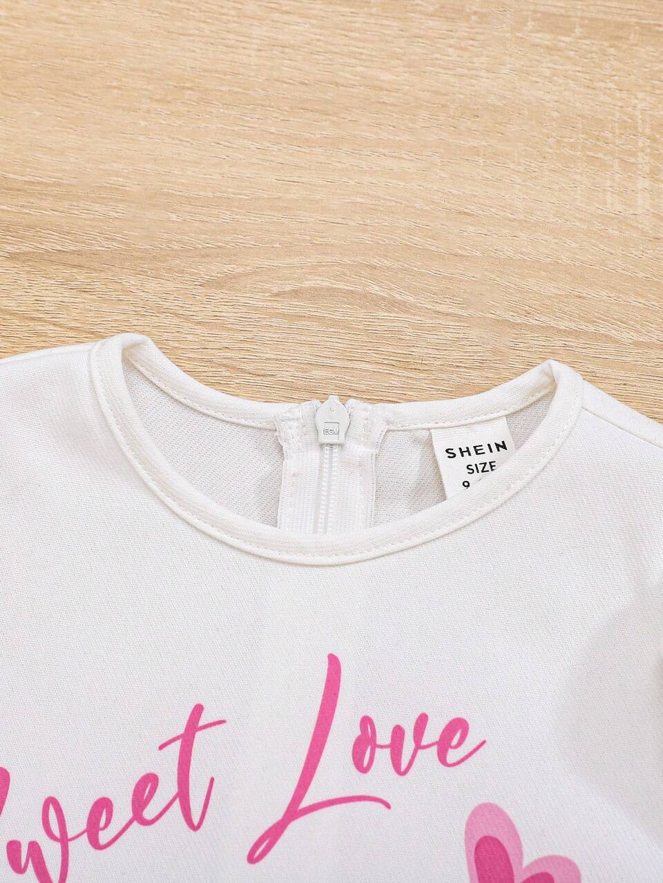 Baby Girl Cartoon & Slogan Graphic Lantern Sleeve Dress