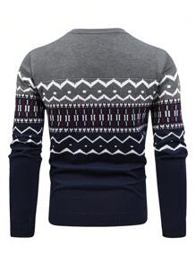 Manfinity Homme Nam Mô hình Chevron Áo len - Nhiều màu - Xem 2