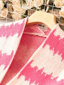 Calvaya 大碼撞色落肩袖開襟開衫 - 玫紅色 - 查看 5