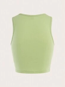 SHEIN EZwear Halloween In Bộ xương Crop Tank Top - Màu xanh Bạc hà - Xem 2