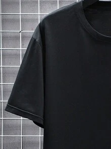 Manfinity LEGND Hombres talla grande Camiseta esqueleto con con estampado de slogan - Negro - Ver 5