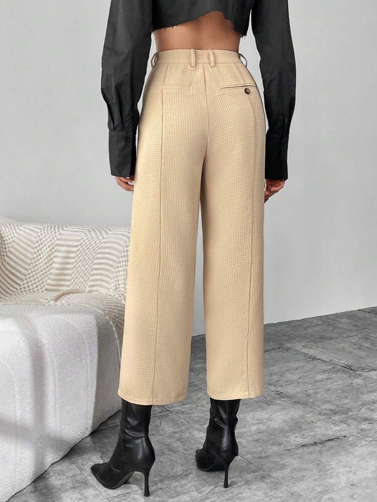 High Waist Slant Pocket Straight Leg Suit Pants