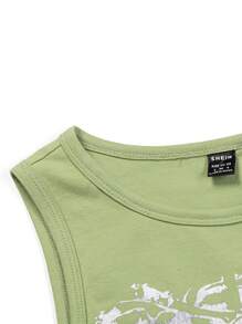 SHEIN EZwear Halloween In Bộ xương Crop Tank Top - Màu xanh Bạc hà - Xem 3