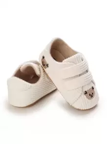 1pair Newborn Infant Boys' Girls' Cute Cartoon Soft Bottom Comfortable First Walker Shoes, Infant Flat Shoes - Beige - View 3