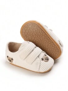 1pair Newborn Infant Boys' Girls' Cute Cartoon Soft Bottom Comfortable First Walker Shoes, Infant Flat Shoes - Beige - View 4