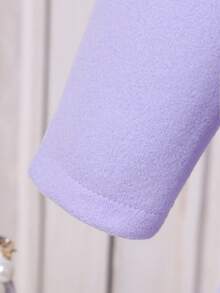 SHEIN Cô Gái Trẻ Cổ áo Borg Đôi ngực Chi tiết về Flap Áo khoác - Màu tím - Xem 4