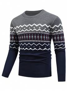 Manfinity Homme Nam Mô hình Chevron Áo len - Nhiều màu - Xem 3