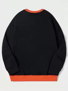 RueChic Men Camo & Letter Graphic Contrast Trim Sweatshirt - Multicolor - View 2