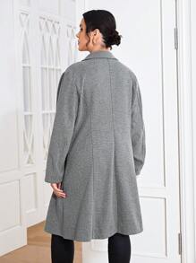 SHEIN Essnce 加翻領雙扣大衣 - 灰色 - 查看 2