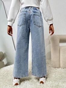 Tween Girl Ripped Wide Leg Jeans