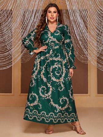 YISIKADO Vestidos Tallas Grandes Volante Barroco Estampado Random Elegante