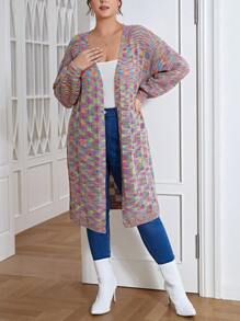 SHEIN Essnce 大码段染落肩开衫 - 彩色 - 查看 3