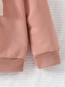 Young Girl Floral & Bow Decor Sweatshirt - Pink - View 4